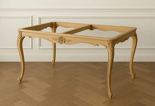 Classic base made of solid wood with curved legs and decorative carving