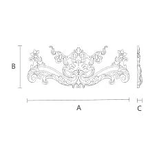 Wooden floral ornament - carved applique N-407 drawing