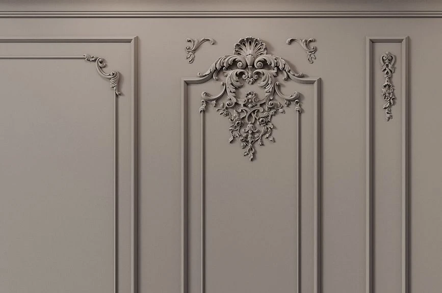 Versailles Light decorative overlay between moldings on a wall panel