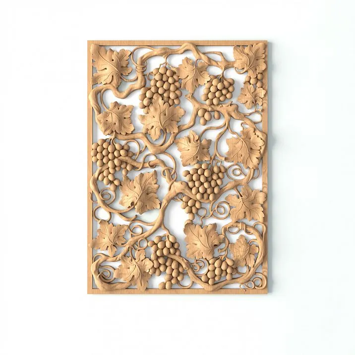 Carved item N-263 for decorating furniture and facades, grape leaves