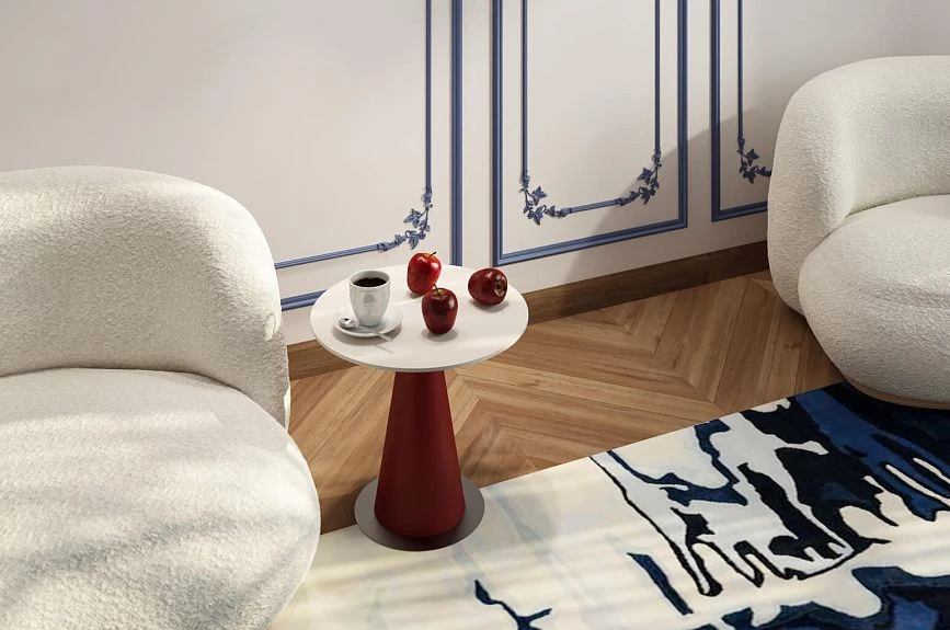 Blue moldings and plant corner elements on Botanical Garden wall panels