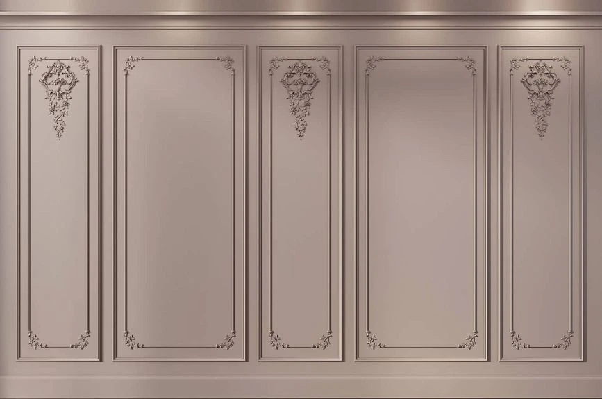 Idea for decorating wall panels Botanical Garden INTPU-021 with moldings and floral stucco decor