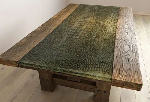 Author's desk with wooden frame and original textured top