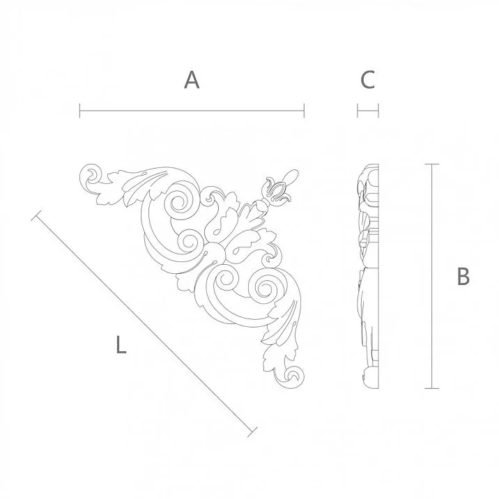 Carved Molding NPU-202 from polyurethane, molding drawing
