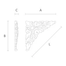 Decorative corner overlay from wood N-227 drawing