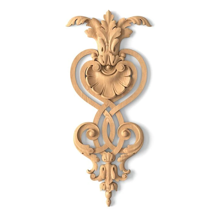 Wooden decorative overlay with carved pattern