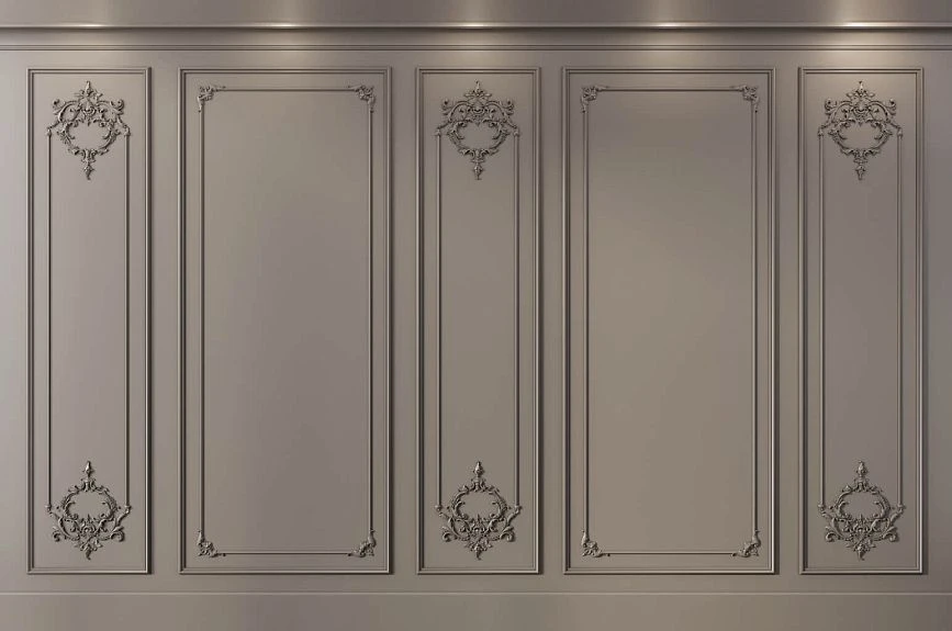 Idea for decorating Tauride Garden INTPU-023 wall panels with moldings and stucco overlays