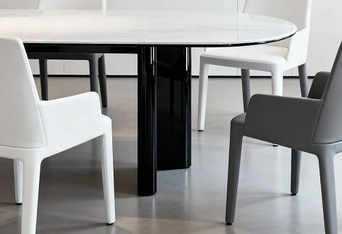 Modern Dining Table with Marble Top and Designer Chairs