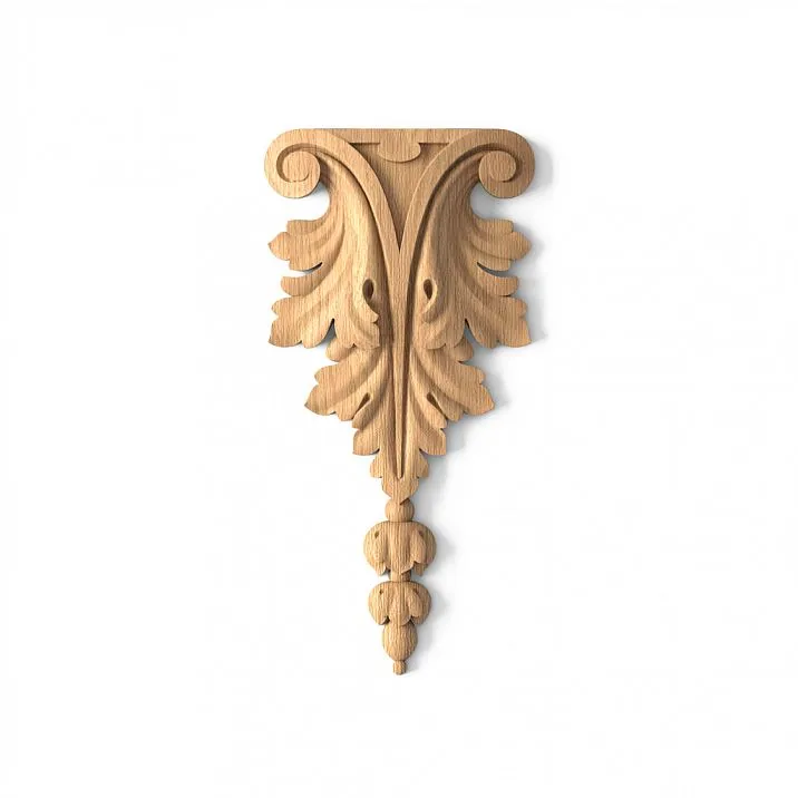 Wooden decorative element with carved baroque style for decoration