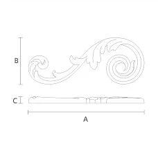 Decorative wooden element with carving drawing