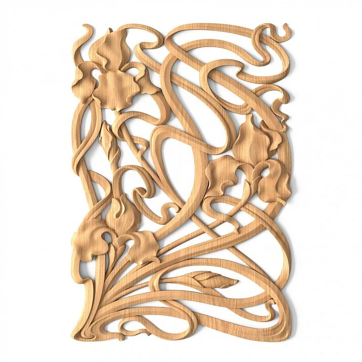 Carved overlay N-272R made of oak with wood carving in the form of leaves and flowers