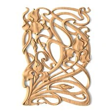 Carved overlay N-272R made of oak with wood carving in the form of leaves and flowers