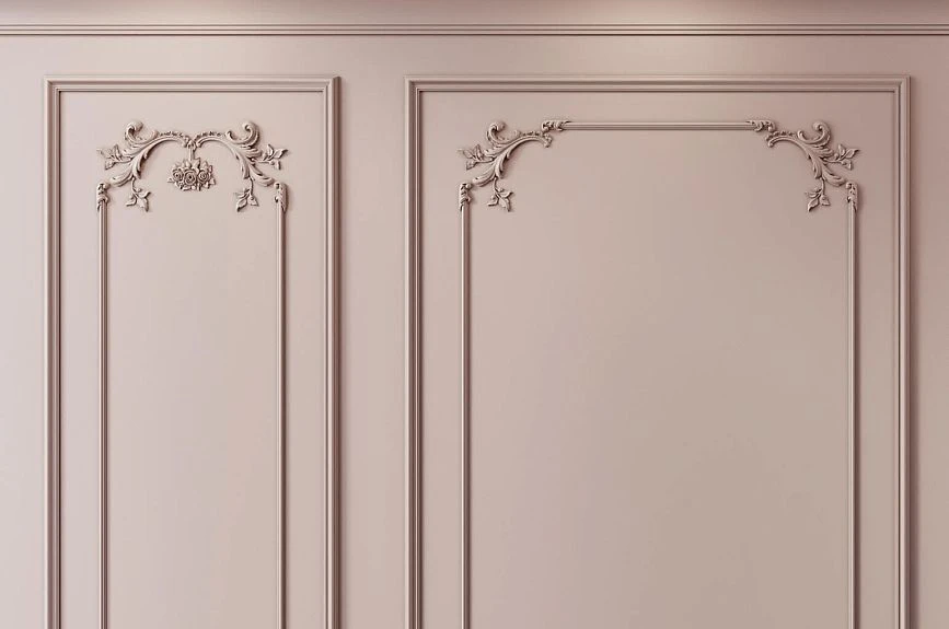 Powder wall panels Summer Garden with moldings and elegant floral decor
