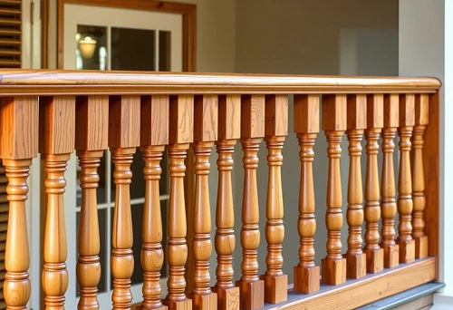 Wooden staircase with balusters mounted on stringers, elegant interior, harmony of architectural forms