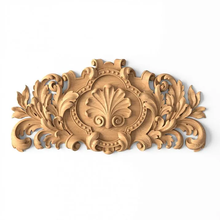 Wooden insert with carved leaves and branches