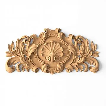 Wooden insert with carved leaves and branches