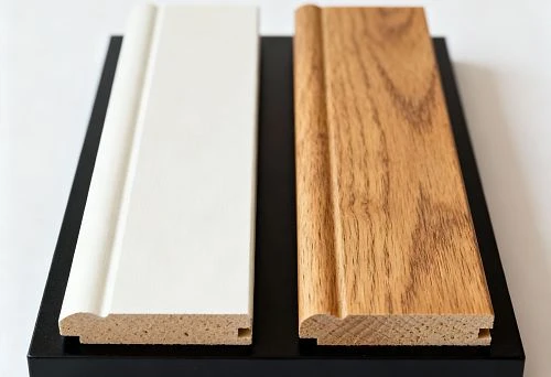 Comparison of two decorative panels &mdash; white MDF and solid wood for Russian-style interiors