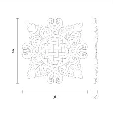 Wooden inlay with floral carving, drawing