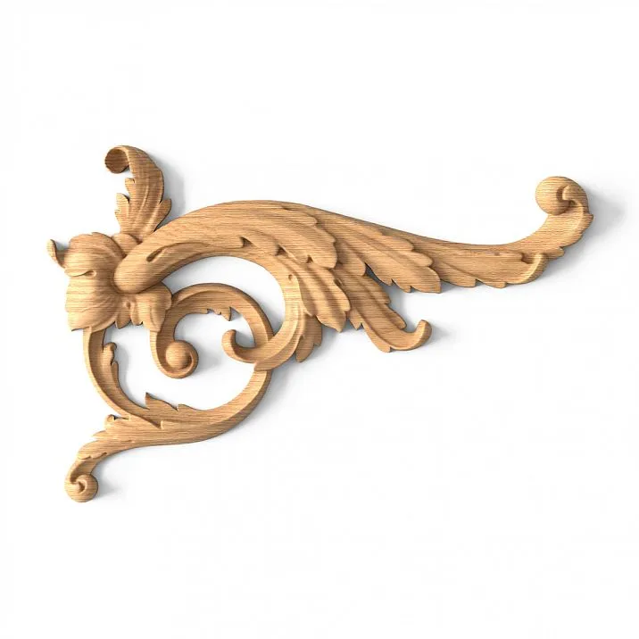 Wooden overlay element with molding and decoupage - carved overlay N-066L
