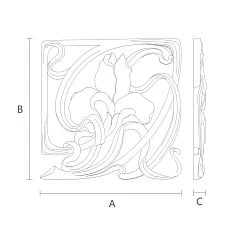 Carved overlay N-273R made of wood with abstract pattern drawing