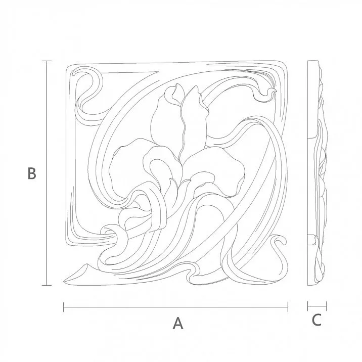 Carved overlay N-273R made of wood with abstract pattern drawing
