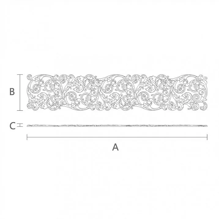 Elegant wooden carved insert for interior design drawing