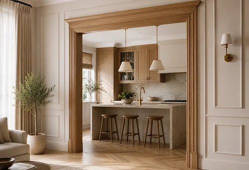 Doorway without a door to the kitchen with a wooden portal STAVROS