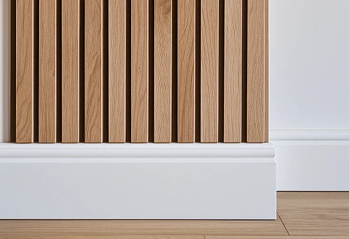 Modern Interior with MDF Skirting Board and Wooden Slats