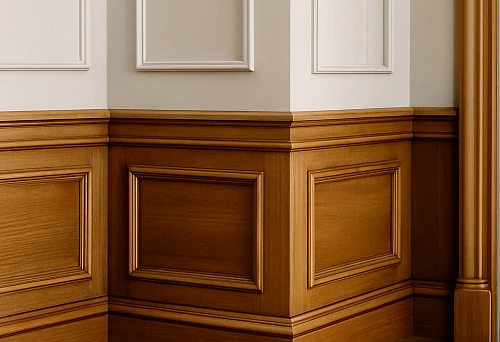 Solid wood skirting boards and moldings in a classic interior