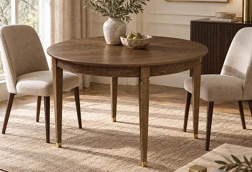 Wooden table York 002-011 with metal details next to the already selected handles and light fixtures