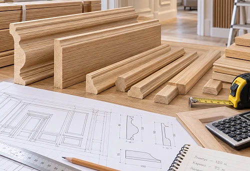 Wooden trim for finishing a project before wholesale purchasing of building materials