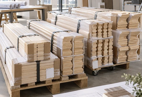 Delivery of building materials to the site with wooden trim