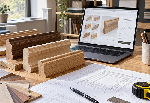 Online building materials store with wooden trim for an interior project