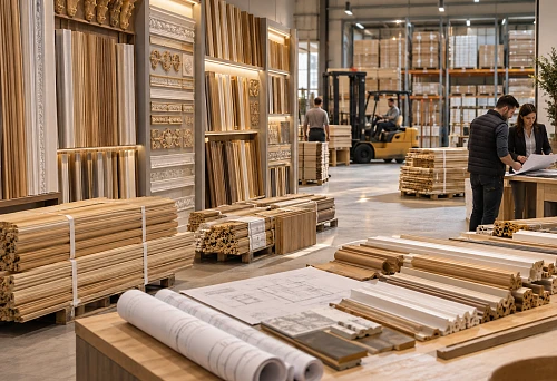 A major building material supplier and wooden trim for the project