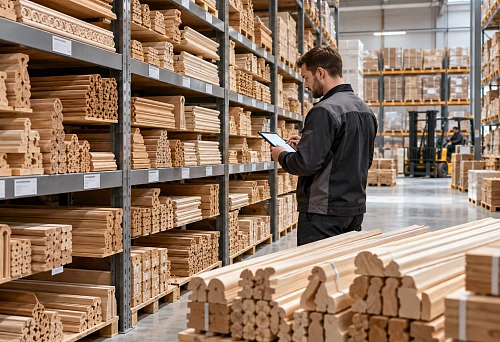 Wholesale trade in building materials and warehouse stock of wooden moldings