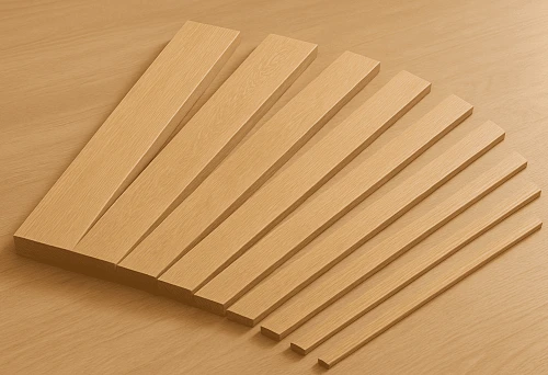 Set of Planed Wooden Laths 20&times;40 mm, Arranged in a Fan Shape