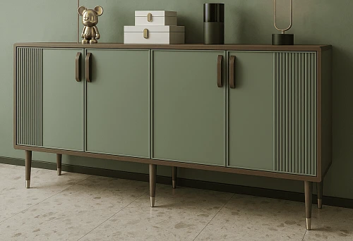 Modern cabinet with decorative fronts, equipped with stylish furniture handles,