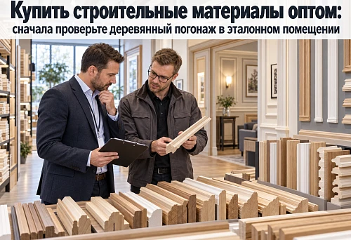 Wooden trim in the reference room before wholesale purchasing of building materials