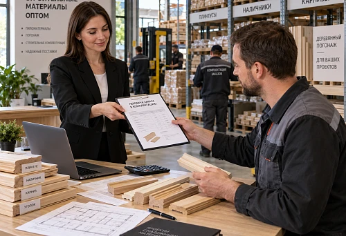 Transferring a wooden trim order from the sales department to assembly