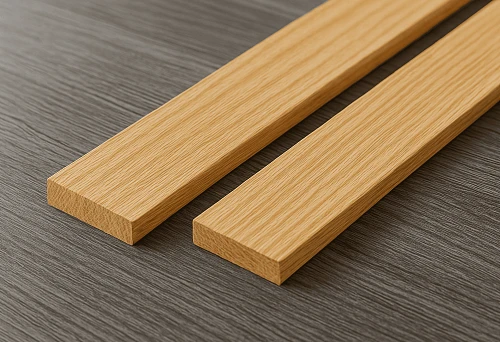 Two Solid Wood Boards on a Gray Background