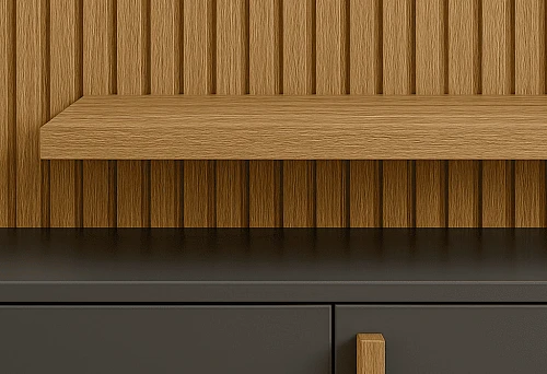 Interior panel with vertical wooden rails 10&times;40 mm