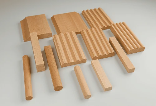 Various wooden planks and beech blanks for finishing work
