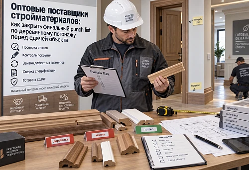 Final inspection of wooden trim before handing over a construction project