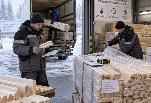 Receiving wooden trim in winter after delivery in a cold truck