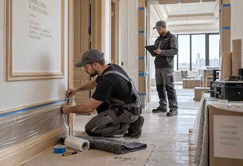 Protecting installed wooden trim before handover of a construction project