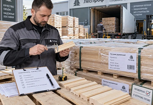 Verification of a finished batch of wooden trim before shipment