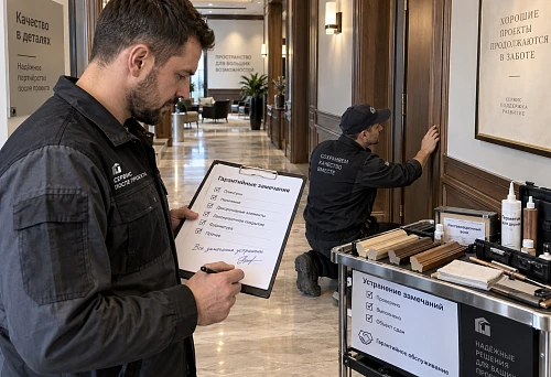 Warranty inspection of wooden trim after construction project handover