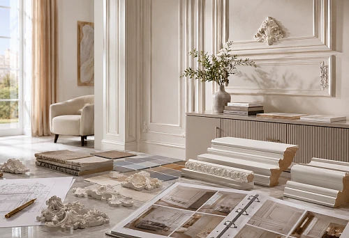 Catalog and custom-made polyurethane stucco decor for interiors