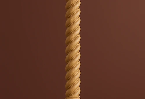 Decorative carved half-column with twisted stem and elegant capital in classical style