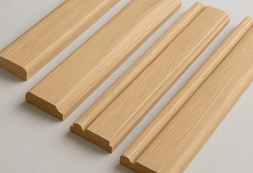 Set of wide baseboards in oak with various profiles